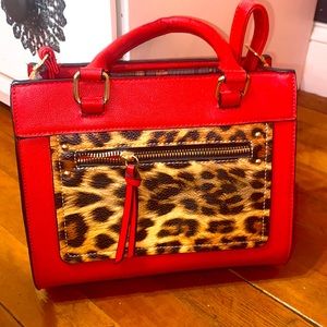 red/cheetah print purse